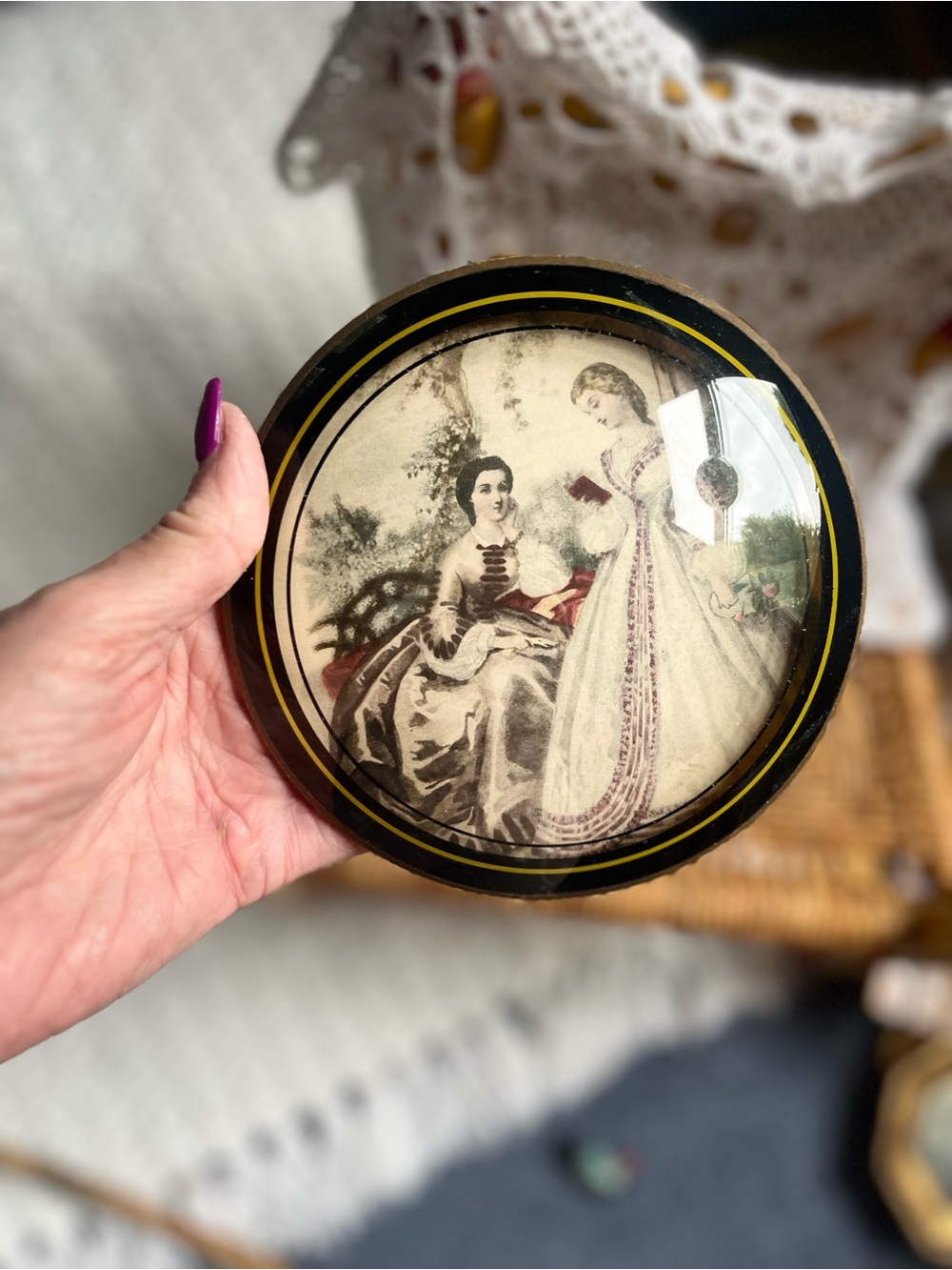Vintage Peter Watson Studio Victorian Ladies Art Print-Lithograph Convex framed